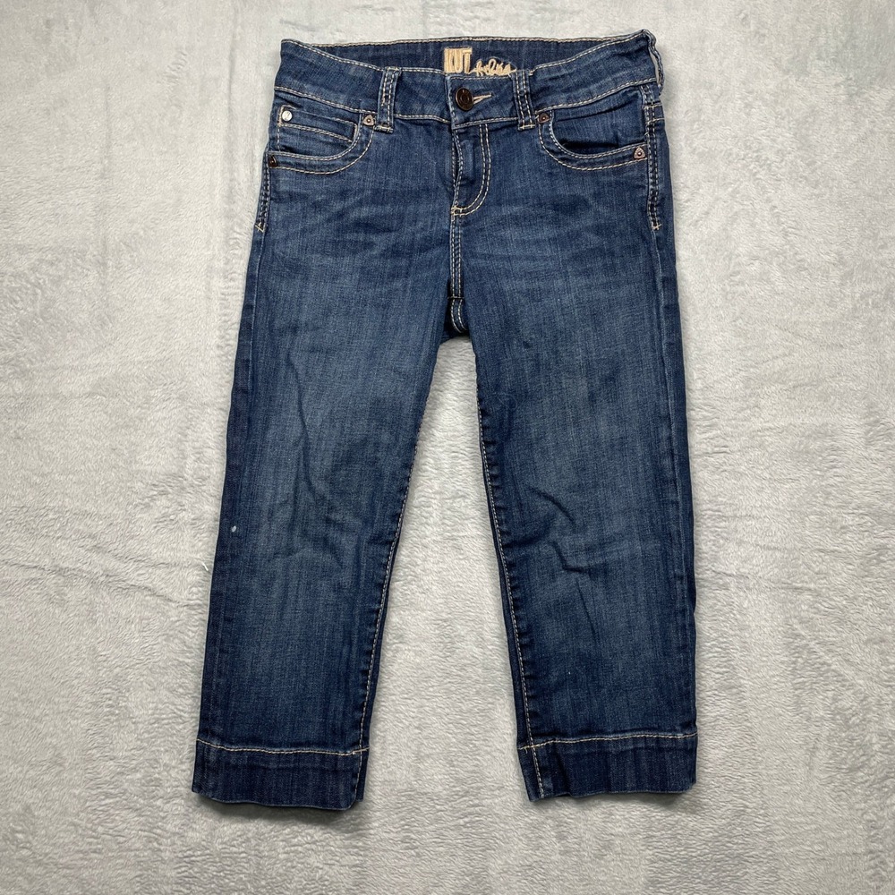 Kut from the Kloth Jean Women 4 Blue Capri Cropped Dark Wash Stretch Flap Pocket